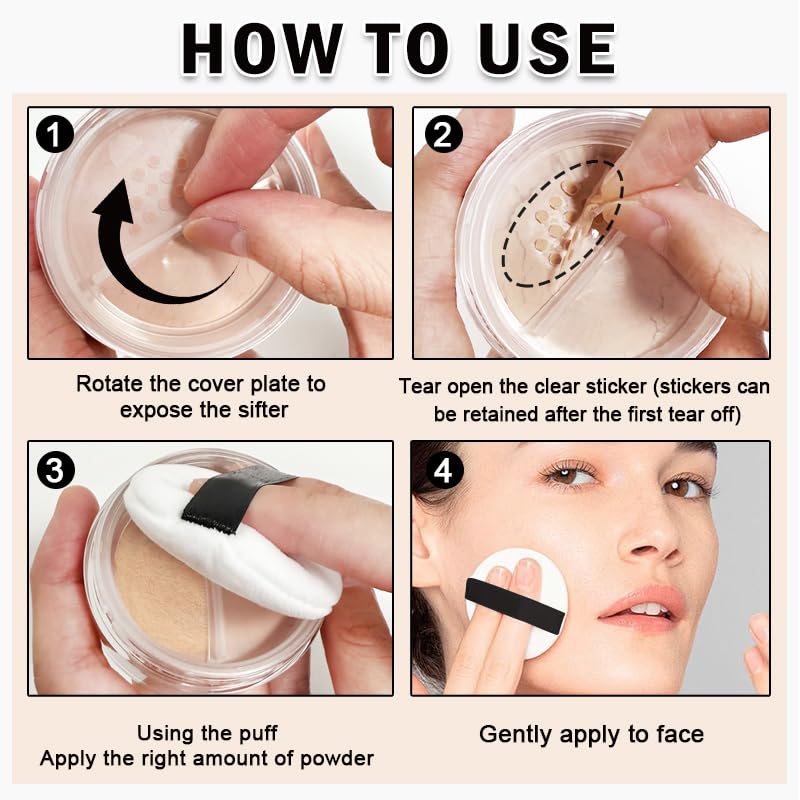 IONSGAKO open container revealing loose powder and sifter for precise application