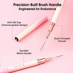 IPENCILLO brushes with protective caps stored in case to protect tips and extend brush life