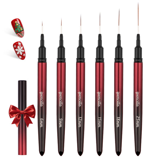 IPENCILLO front view of 6-piece brush set showing sizes and packaging for easy selection