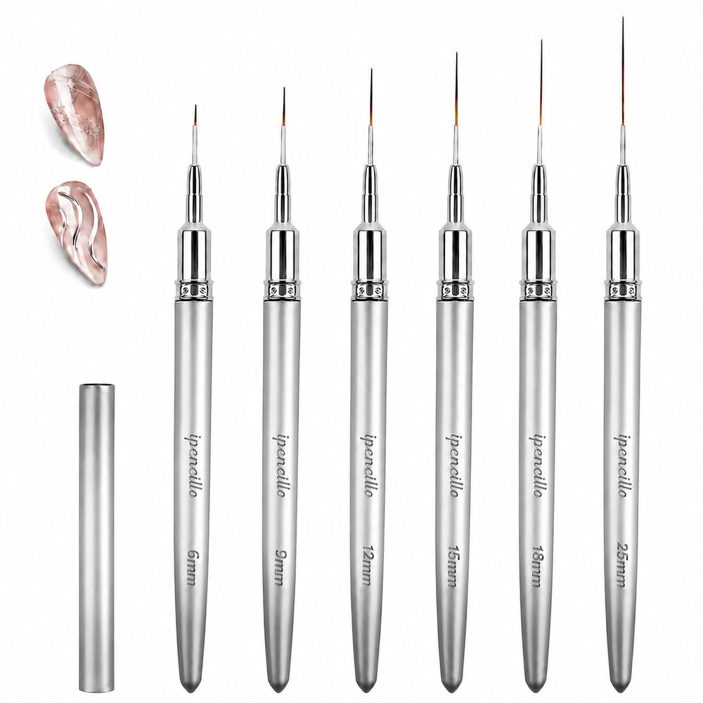 IPENCILLO front packaging showing six liner brushes and compact storage, ideal for organized nail artists