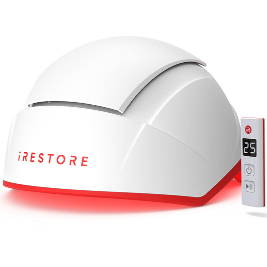 iRestore front view showing helmet and dense laser array for fuller-looking hair