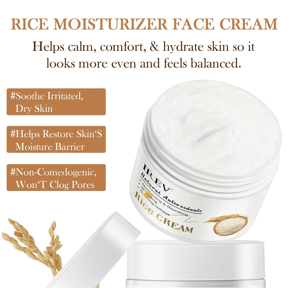 IREV cream on hand demonstrating small pearl-sized amount for balanced hydration