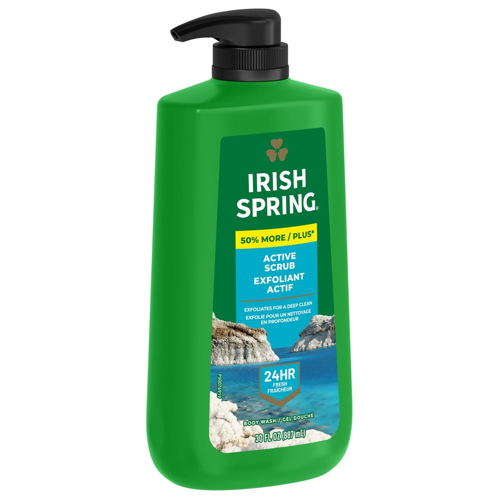 Irish Spring eco symbols close-up highlighting biodegradable ingredients benefit
