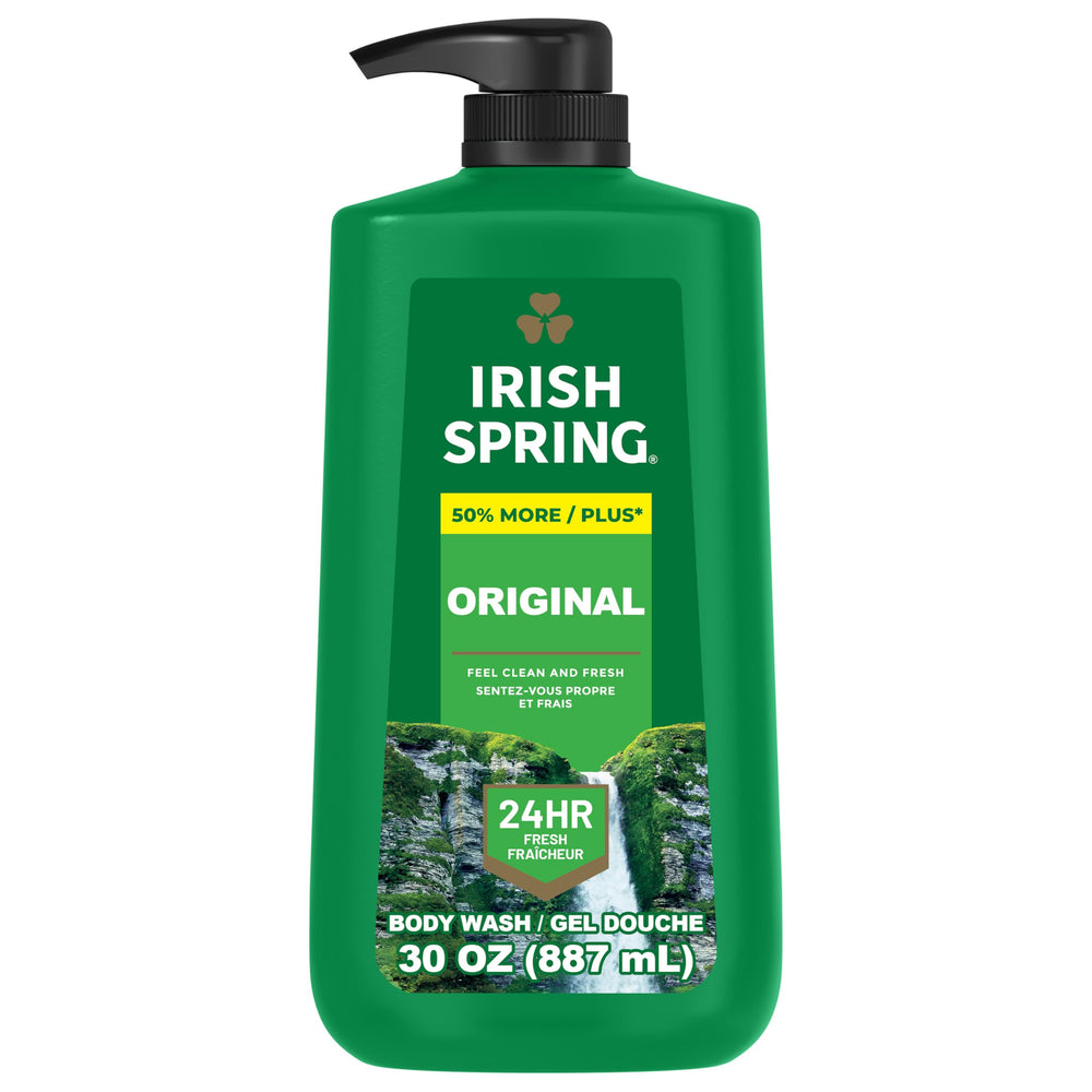 Irish Spring pump bottle front view showing cool fresh scent benefit