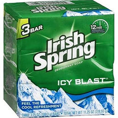 Irish Spring Icy Blast rich lather in hand, demonstrating quick rinse and refreshing feel