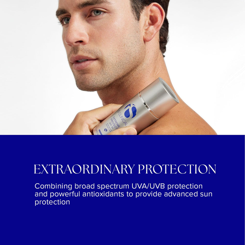 iS CLINICAL label close-up showing key ingredients and protection benefit