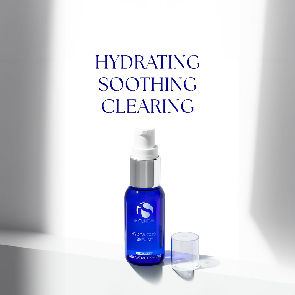 iS CLINICAL serum texture drops on surface showing fast-absorbing finish