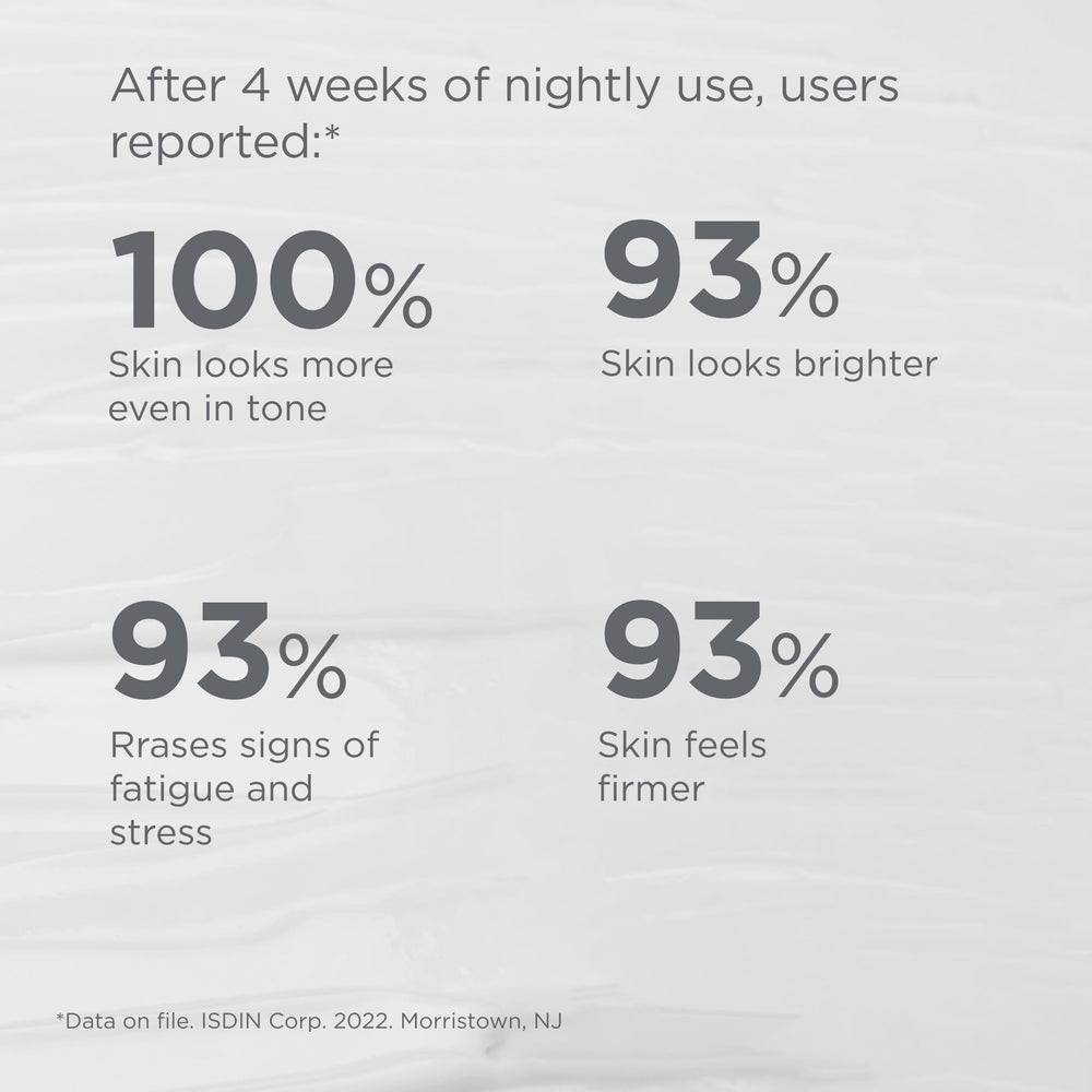 ISDIN cream applied to neck and jawline demonstrating targeted use and lift