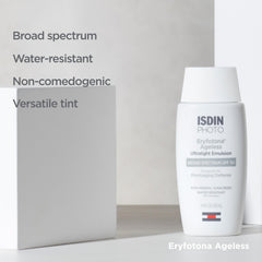 ISDIN Eryfotona Ageless ingredients label highlighting zinc oxide and DNA Repairsomes