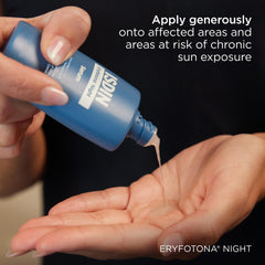 ISDIN Eryfotona Night applied on hand demonstrating easy spreadability and soothing effect