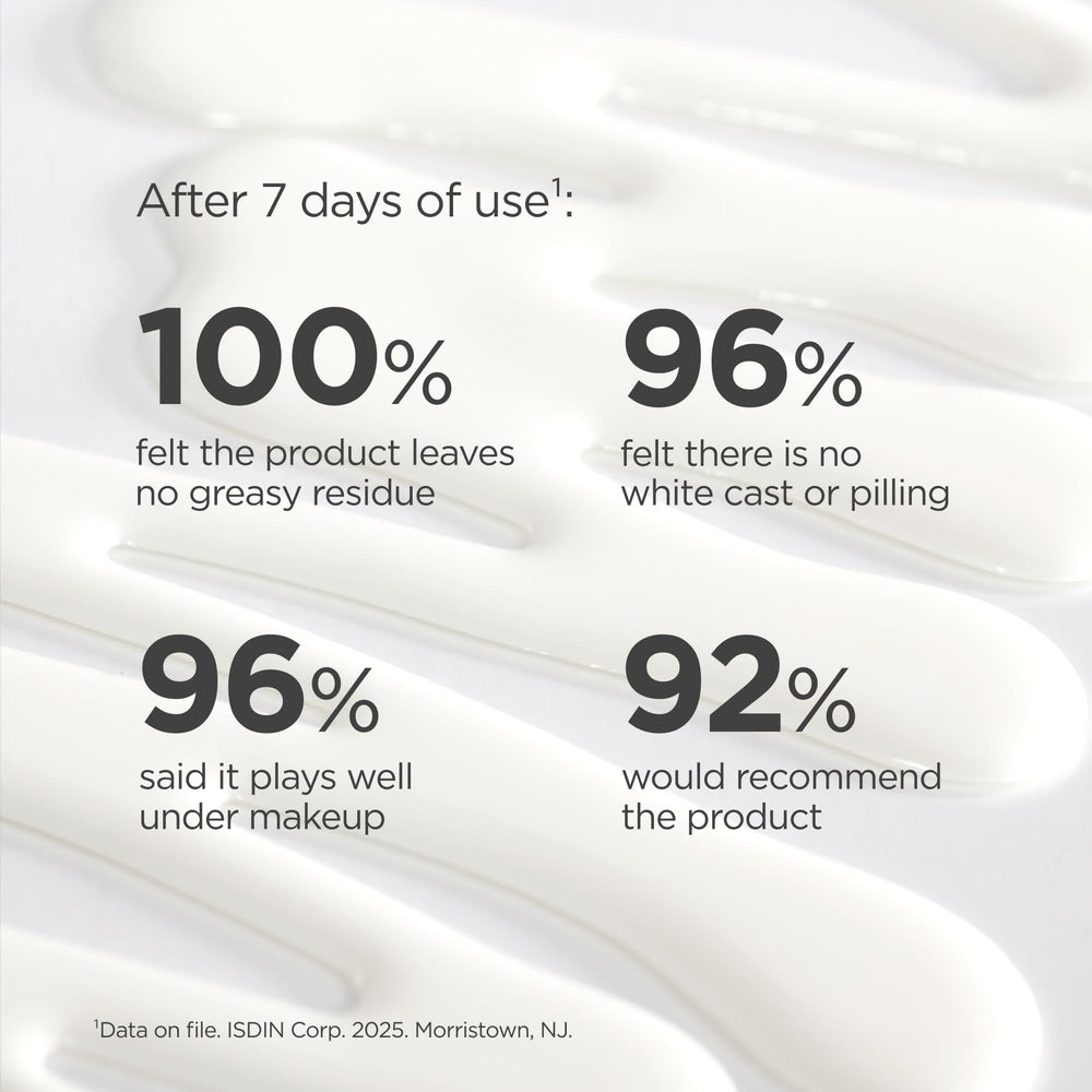 ISDIN ingredient panel highlighting hyaluronic acid and vitamin E benefits