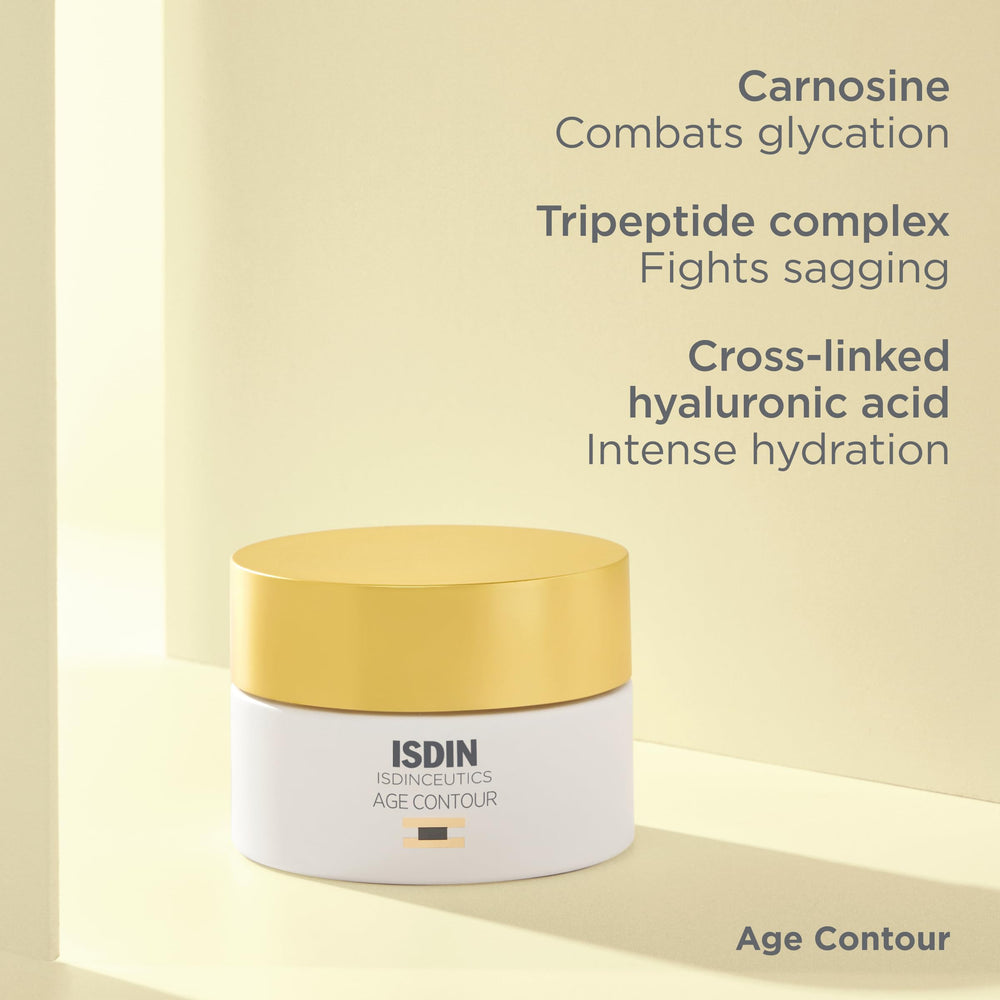 ISDIN jar side profile with logo emphasizing premium Spanish formulation