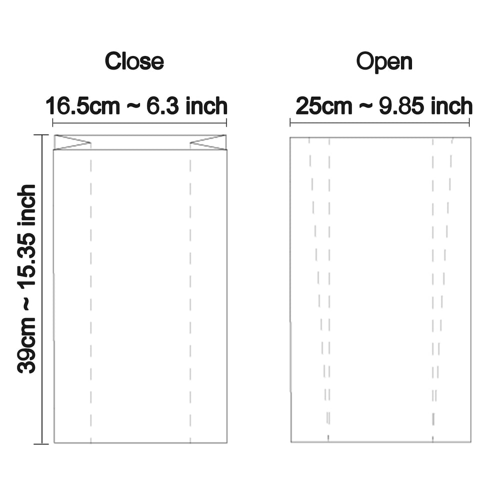 Isdream bag beside a hand to show 15.25 by 5.25 inch scale for correct fit and comfort