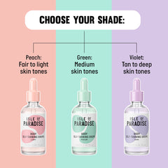 Isle of Paradise drops bottle next to hand showing compact travel-friendly size