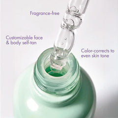 Isle of Paradise bottle next to hand showing compact travel size benefit