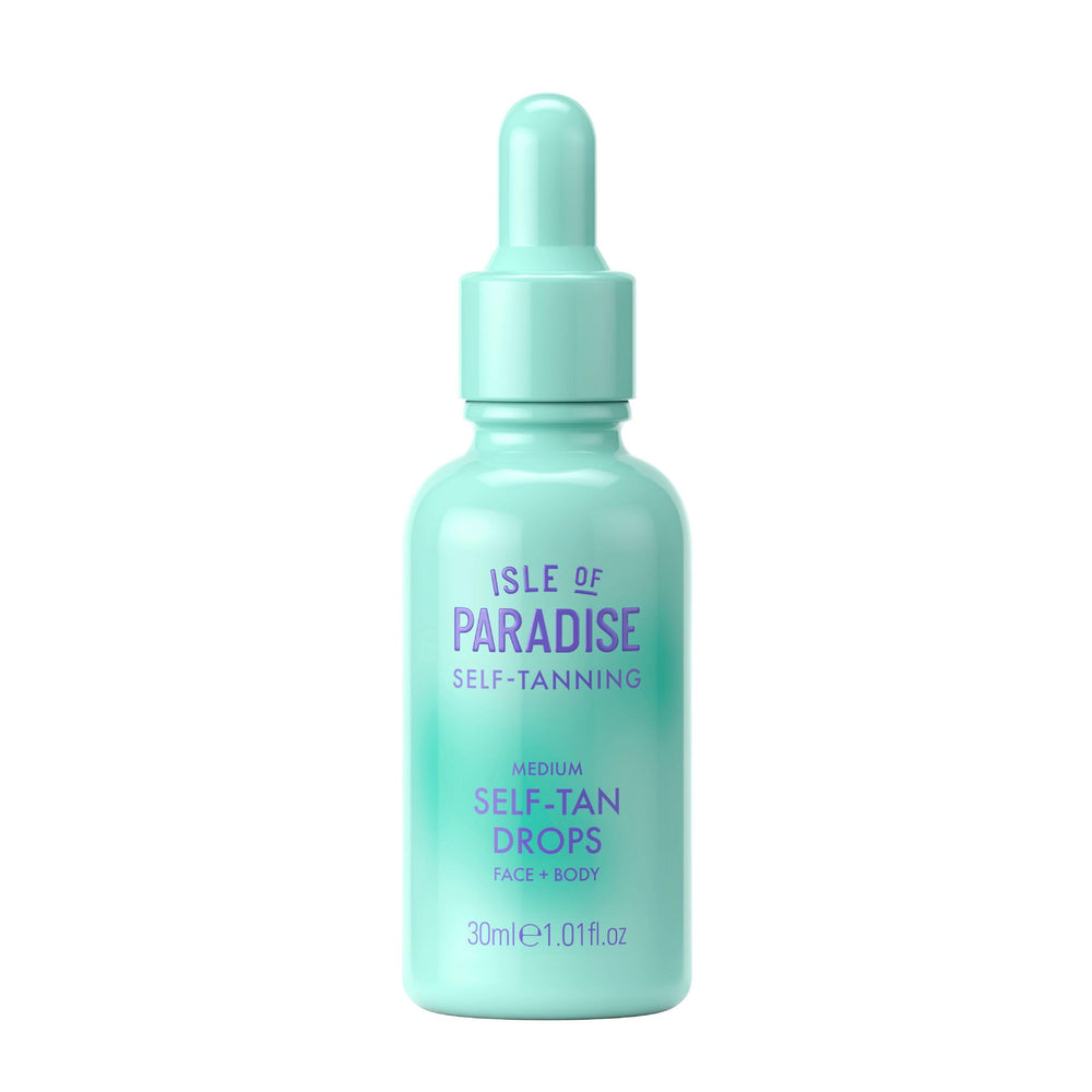 Isle of Paradise bottle front showing medium drops and benefits