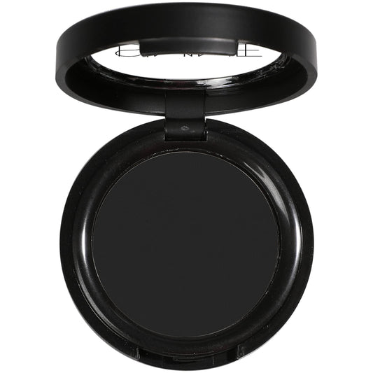 IS'MINE front view of matte black powder pan showing packaging and payoff