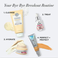 IT Cosmetics bottle on bathroom vanity staged for daily skincare routine benefit