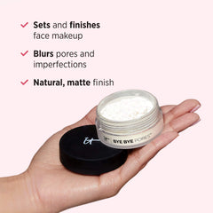 IT Cosmetics powder used under eye to set concealer and minimize creasing