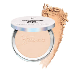 IT Cosmetics compact front view showing sleek packaging and product benefit