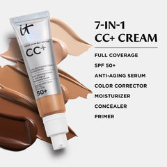 IT Cosmetics CC+ size comparison in hand showing travel-friendly benefit