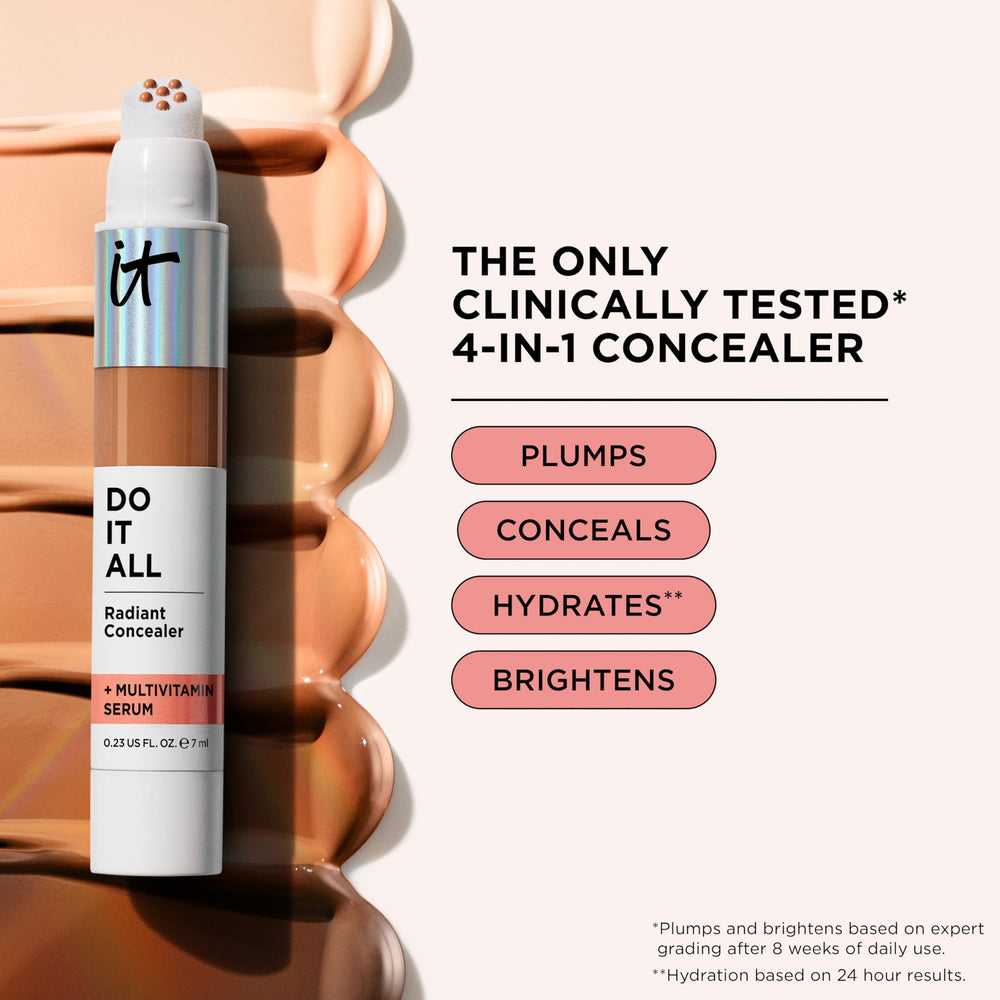 IT Cosmetics concealer label showing key ingredients and soothing benefits
