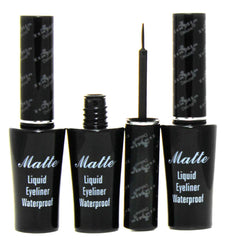 Italia Deluxe matte liquid eyeliner front view showing three pens and packaging benefit long-lasting