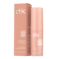 ITK under eye stick front packaging showing compact travel tube and label benefits