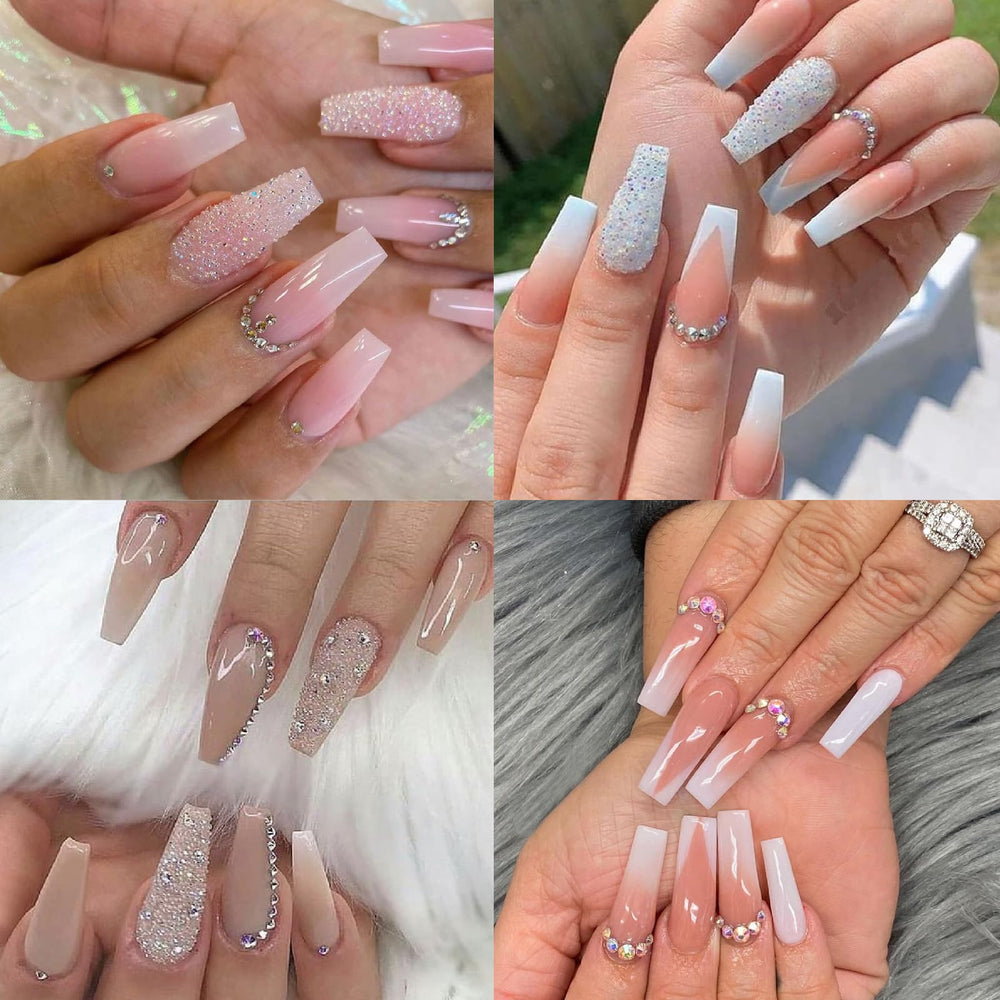 ITPOYOL pearls and rhinestones on finished gel manicure for visual impact