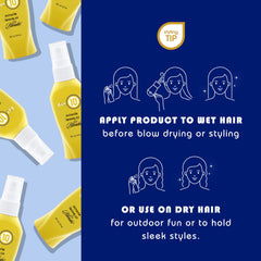 It's A 10 mist on damp blonde hair delivering shine and color protection