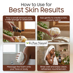 It's Pure Natural creamy lather in hand demonstrating gentle cleansing