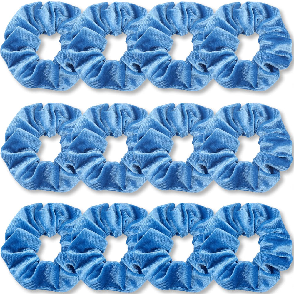 IVARYSS scrunchies front pack showing all twelve azure blue bands and value packaging