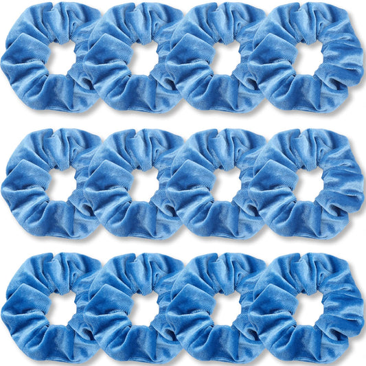 IVARYSS scrunchies front pack showing all twelve azure blue bands and value packaging