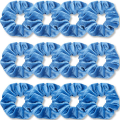 IVARYSS scrunchies front pack showing all twelve azure blue bands and value packaging