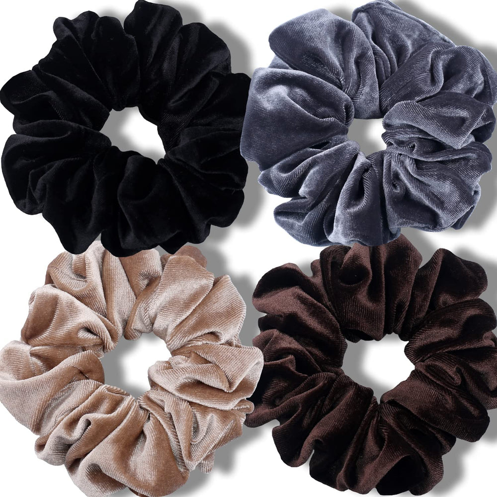 IVARYSS front view of 4-pack scrunchies shows neutral colors and packaging benefits