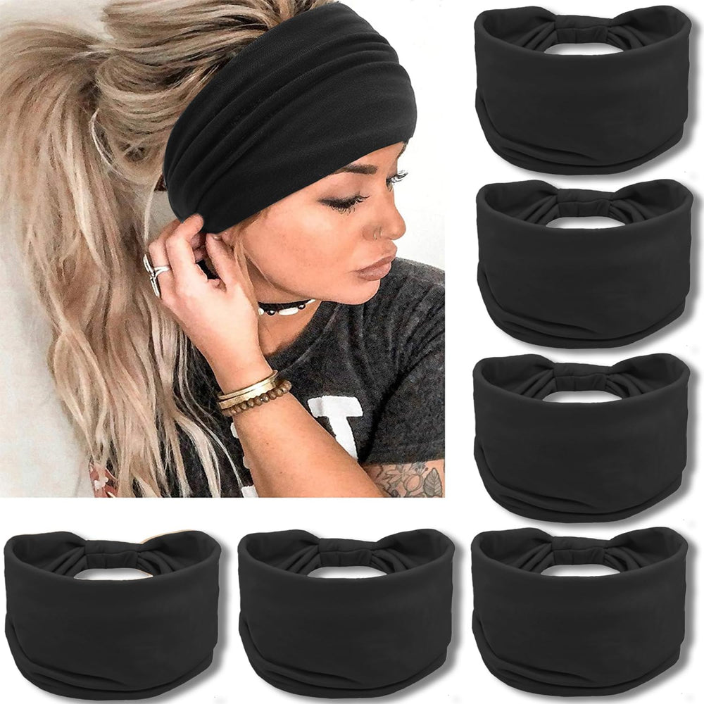 IVARYSS front view black headband showing full coverage and stylish knot