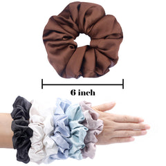 IVARYSS scrunchie next to coin showing 6-inch scale and large size benefit
