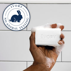 Ivory aloe size comparison in hand showing compact 3.17 oz travel-friendly bar