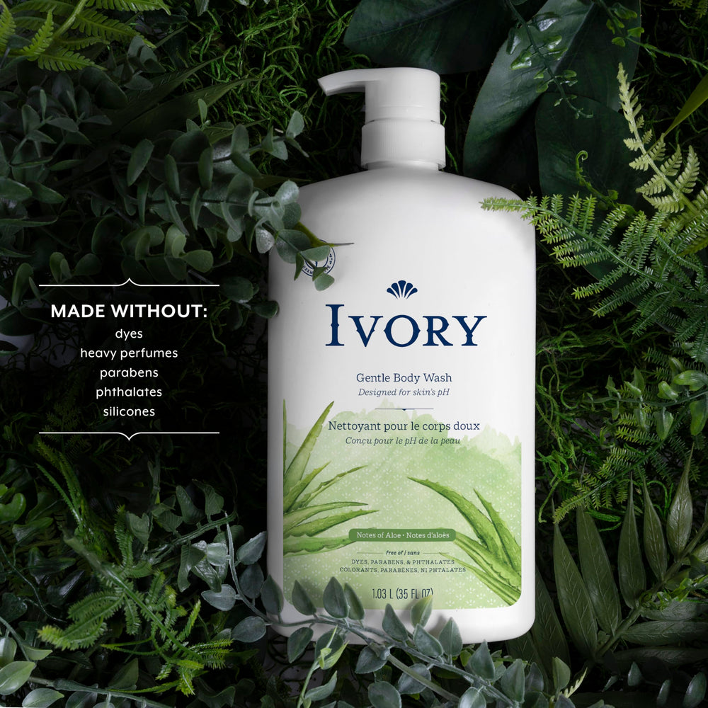 Close-up of Ivory pump and gel texture highlighting easy dispensing and smooth lather
