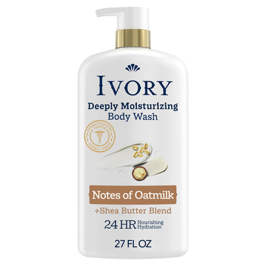 Ivory front bottle showing 27 oz size and moisturizing promise