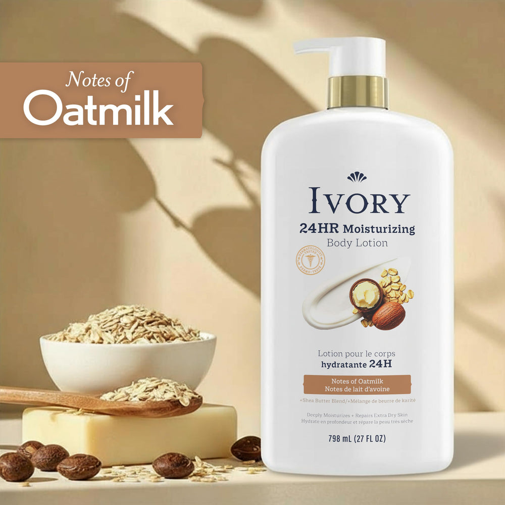 Ivory applying lotion to hands demonstrating fast absorption benefit