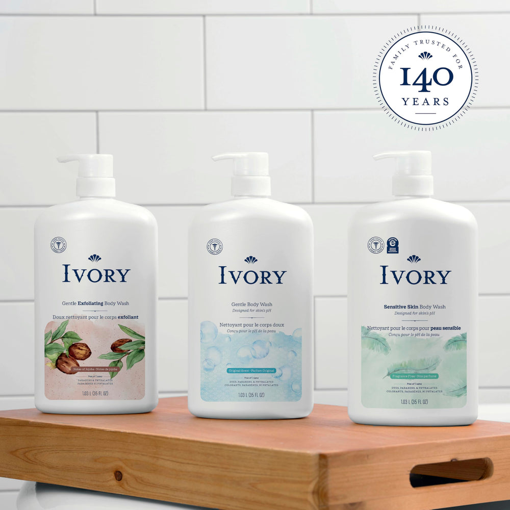 Ivory ingredient label detail emphasizing dermatologist-tested, cleaner formula