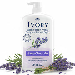 Ivory front packaging showing lavender scent and family-friendly benefit