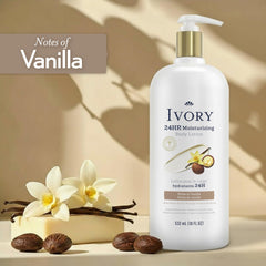 Ivory vanilla and shea focus highlighting soothing fragrance