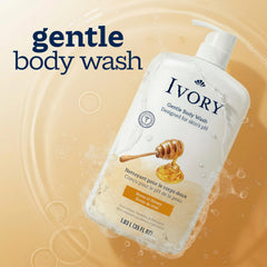 Ivory pump dispensing body wash demonstrating easy one-handed use benefit