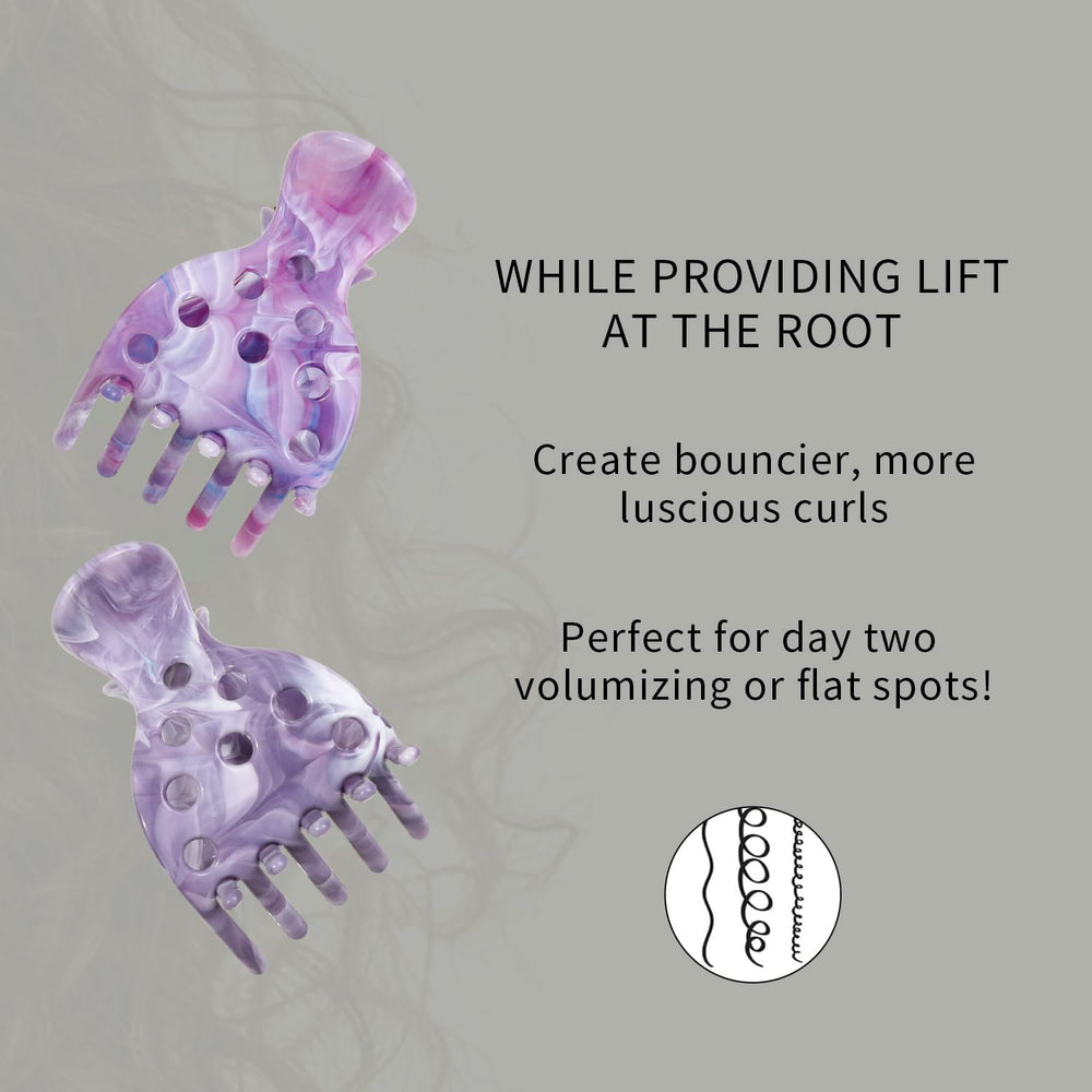 Ivyu clips in curly hair while diffusing to boost natural root volume