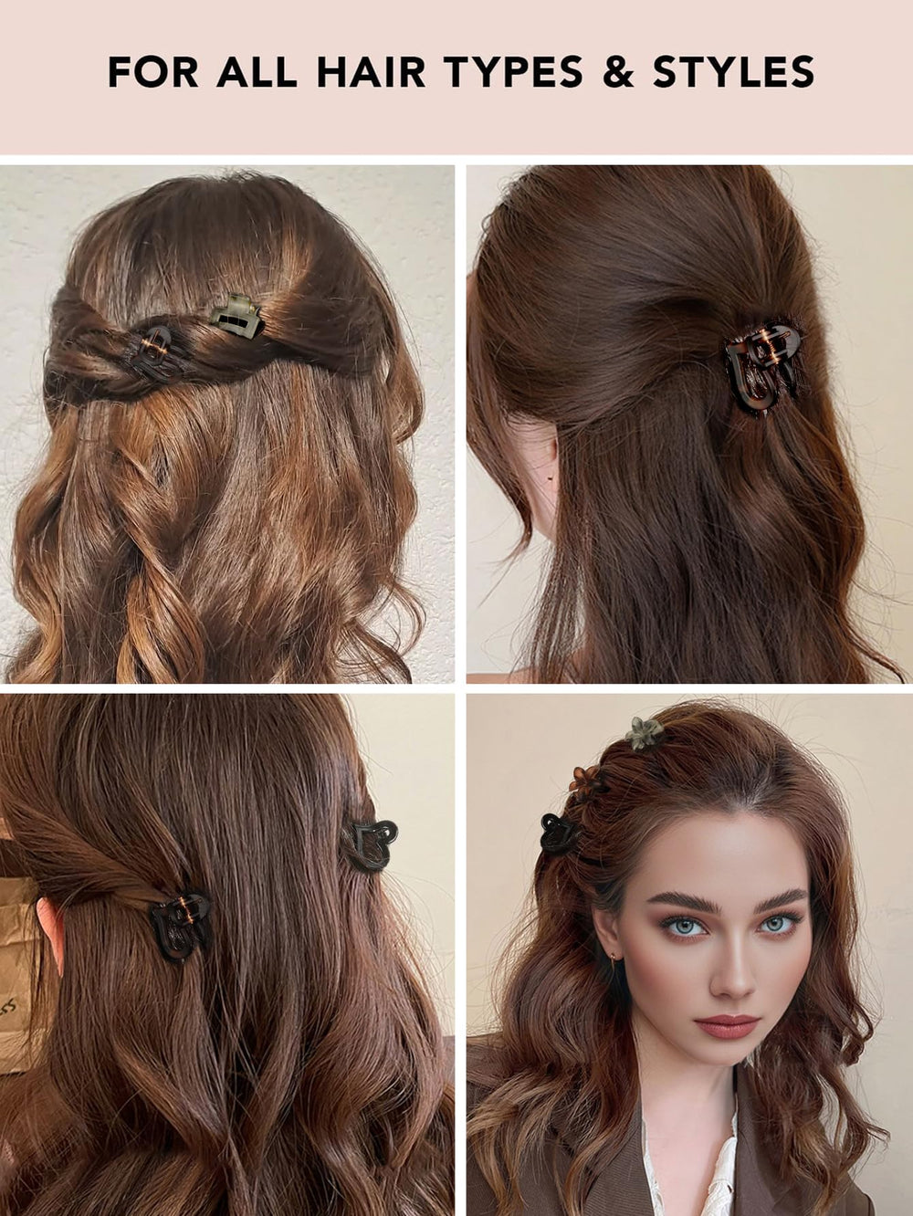 Ivyu clips securing medium hair in a half-up style for reliable everyday hold