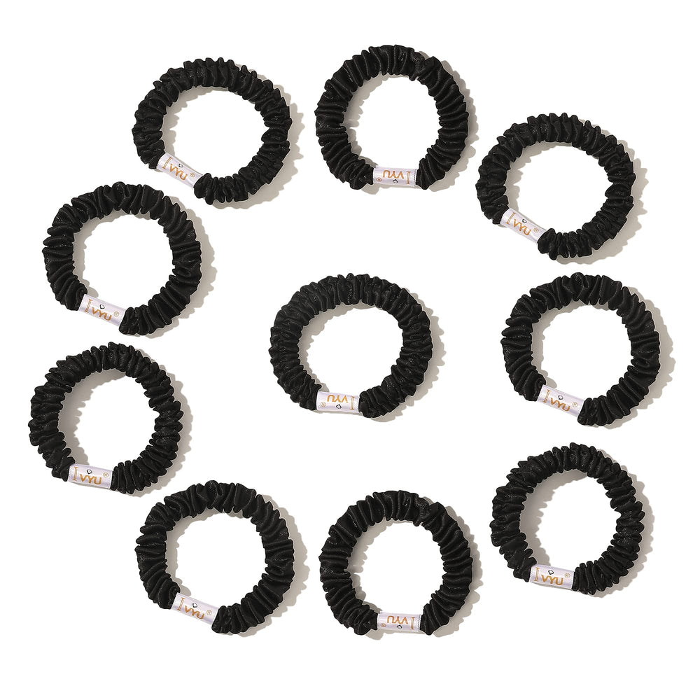 Ivyu front packaging showing black satin scrunchy and tidy presentation benefit: easy selection