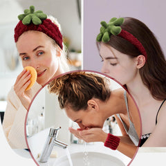 Ivyu headband in bathroom lifestyle scene enabling tidy skincare routine