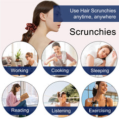 Ivyu scrunchie in a high bun on thick hair for comfortable all-day wear